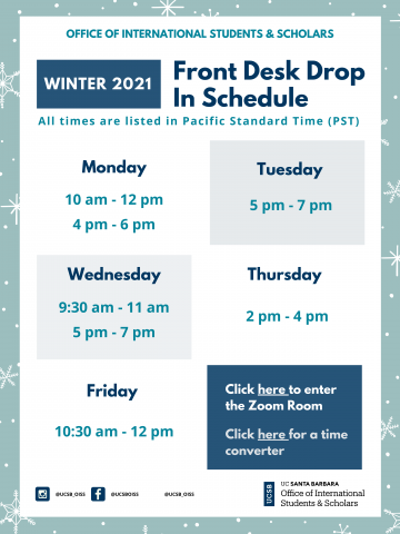 W21 Front Desk Drop Ins Schedule